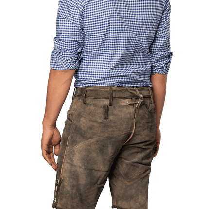 Lederhose Bruin Kort Brixen van Partychimp koop je bij Partywinkel