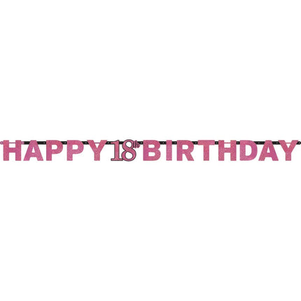 Letterslinger 18 Jaar Happy Birthday Roze 2,13m van Riethmueller koop je bij Partywinkel