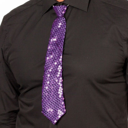 Paars Stropdas Pailletten van Wilbers & Wilbers koop je bij Partywinkel