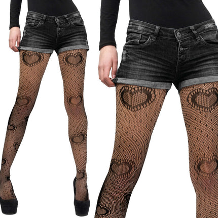 Zwarte Panty met hartjes van Fiestas Guirca koop je bij Partywinkel