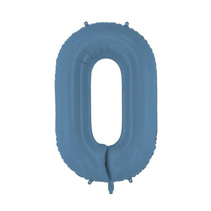 0 Jaar Cijfer Ballon Blauw Mat Leeg 86cm van Partydeco koop je bij Partywinkel