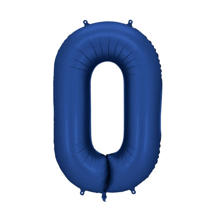 0 Jaar Cijfer Ballon Blauw Satijn Folie Leeg 86cm van Partydeco koop je bij Partywinkel