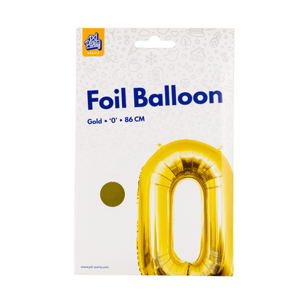 0 Jaar Cijfer Ballon Goud Leeg 86cm - Partywinkel - 8716764237188