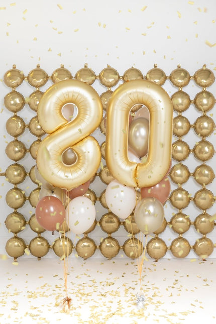 0 Jaar Cijfer Ballon Goud Satijn Folie Leeg 86cm van Partydeco koop je bij Partywinkel