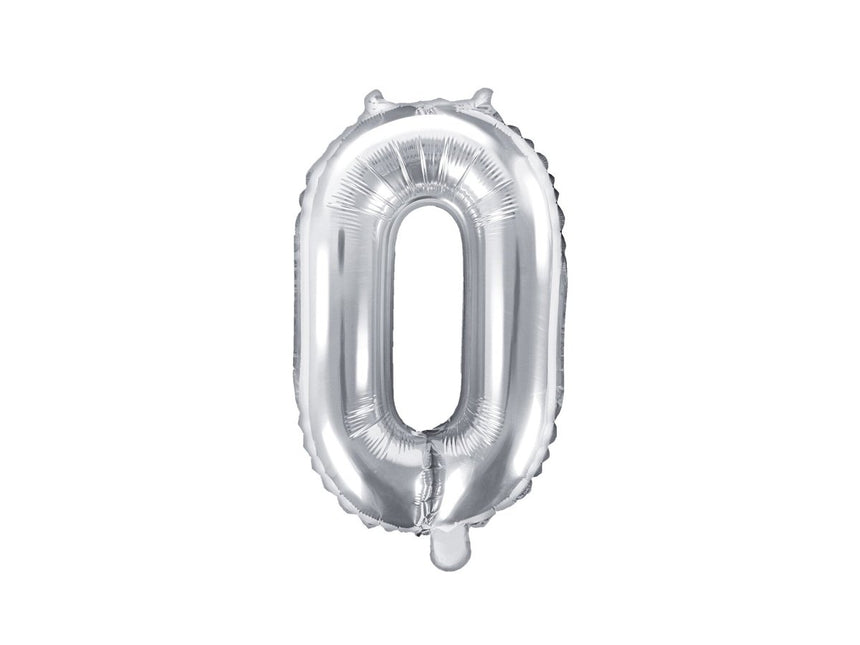 0 Jaar Cijfer Ballon Zilver 35cm van Partydeco koop je bij Partywinkel