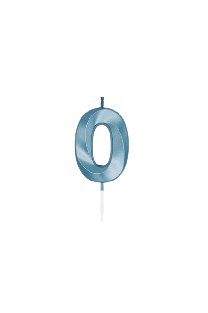 0 Jaar Kaars Blauw Metallic 6cm van WeFiesta koop je bij Partywinkel