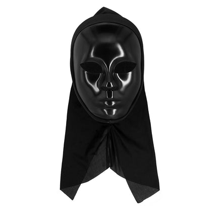 Maske Mime mit Kapuze schwarz