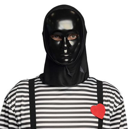 Maske Mime mit Kapuze schwarz