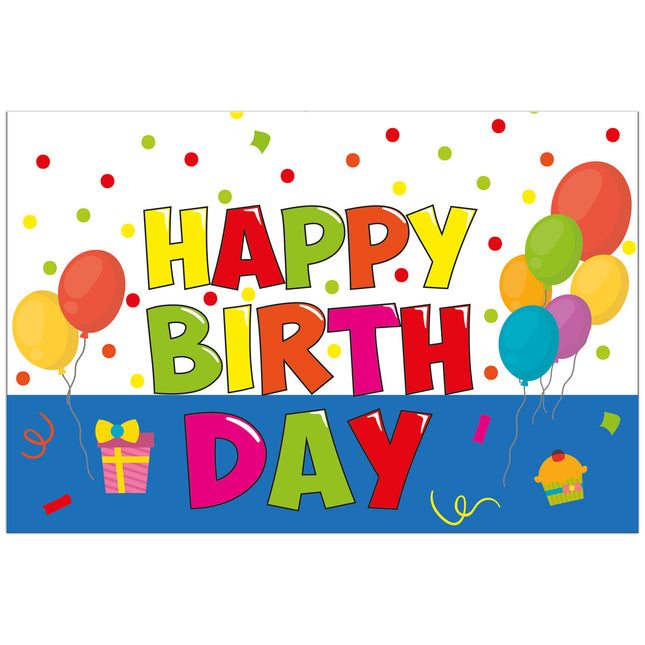 Happy Birthday Tischdecke Bunte Luftballons 1,8m
