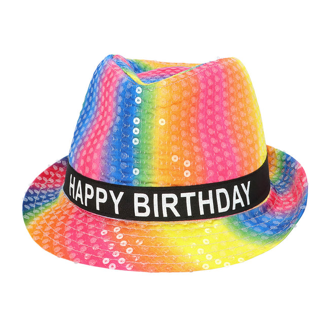 Hut Regenbogen 'Happy Birthday'