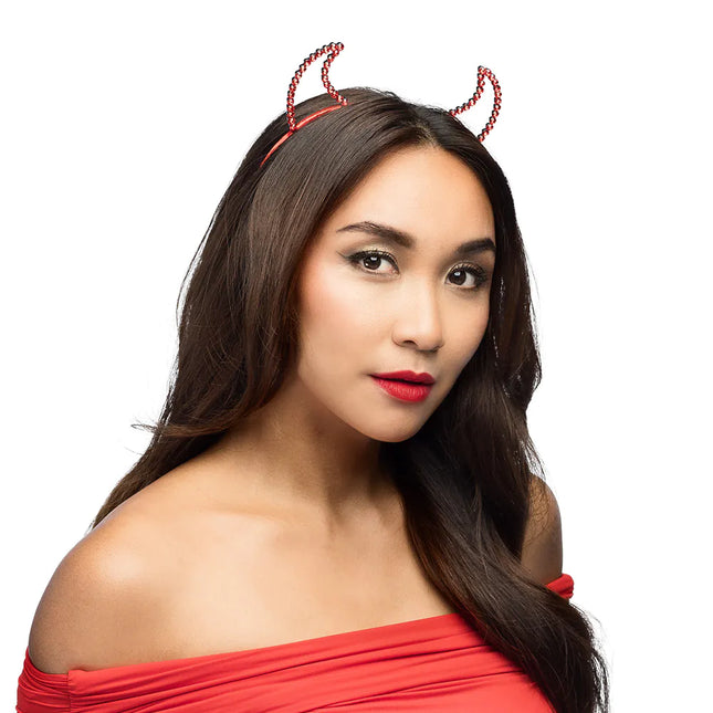 Halloween Haarband Red Devil Glitter