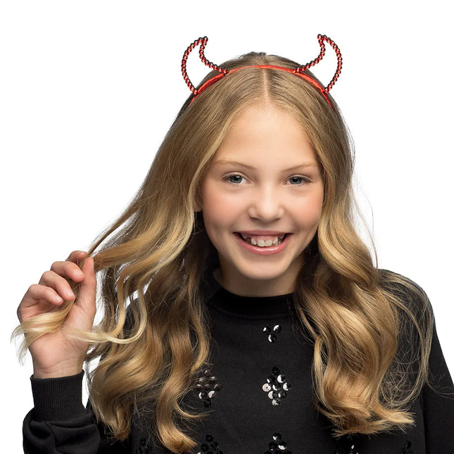 Halloween Haarband Red Devil Glitter