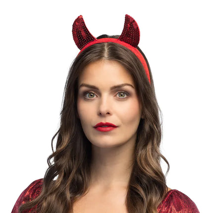 Roter Haarreif Teufel Pailletten
