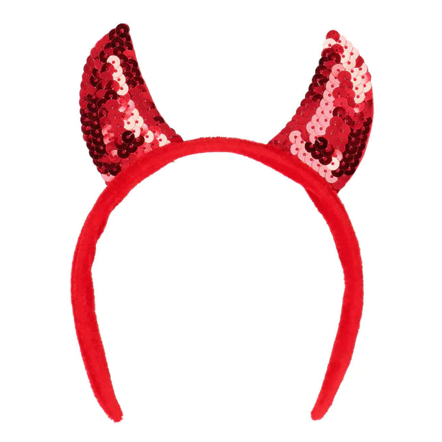 Roter Haarreif Teufel Pailletten