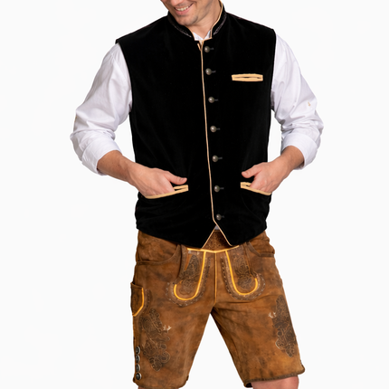 Oktoberfest Vest Zwart Trachten