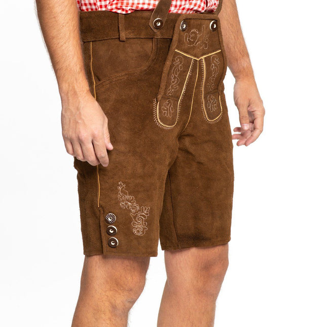 Lederhose Leder Short Dunkelbraun und Hosenträger