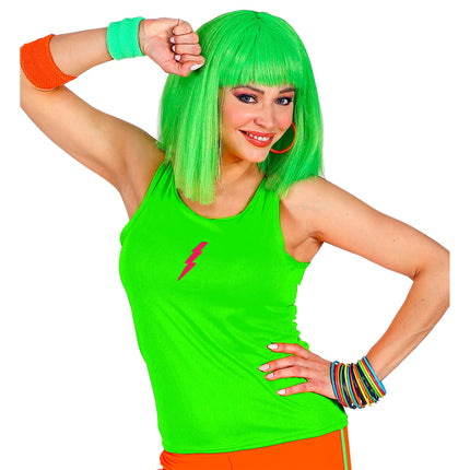 Neon-Tanktop, grün, mit Blitzmotiv