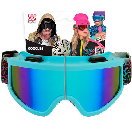 Skibrille 80s Blau Regenbogen Leopard Print