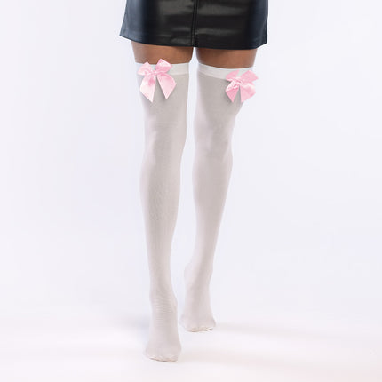 Paar Strümpfe Schleife weiß/rosa