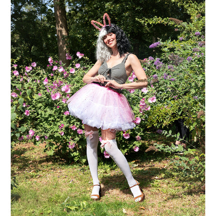 Paar Strümpfe Schleife weiß/rosa