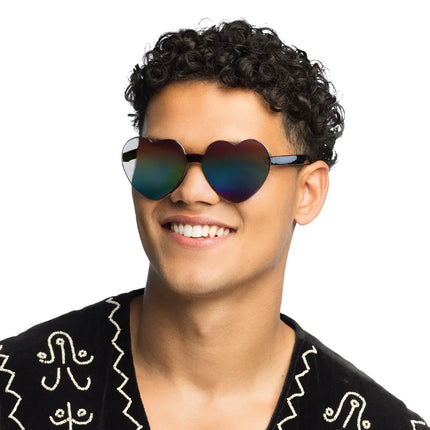 Partybrille Festival Herzen Spiegel schwarz