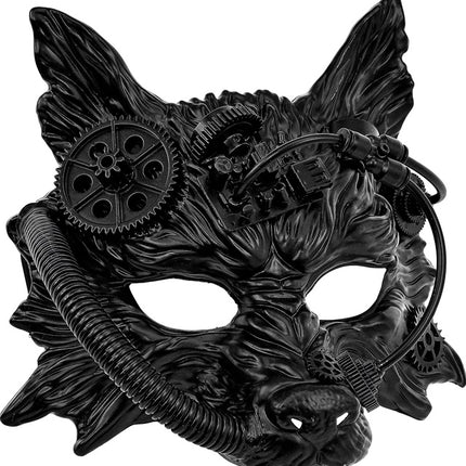 STEAMPUNK WOLFSMASKE SCHWARZ