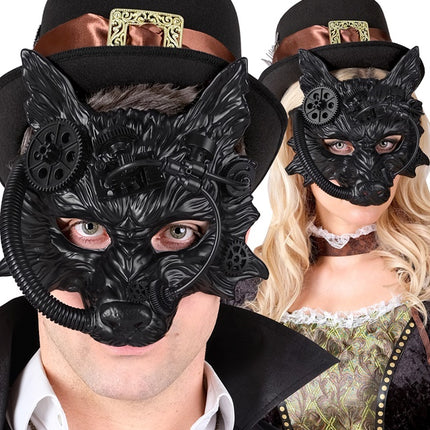 STEAMPUNK WOLFSMASKE SCHWARZ