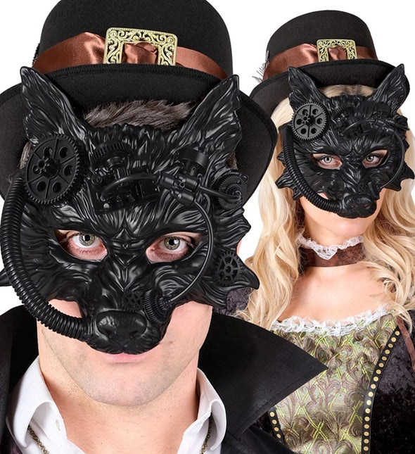STEAMPUNK WOLFSMASKE SCHWARZ