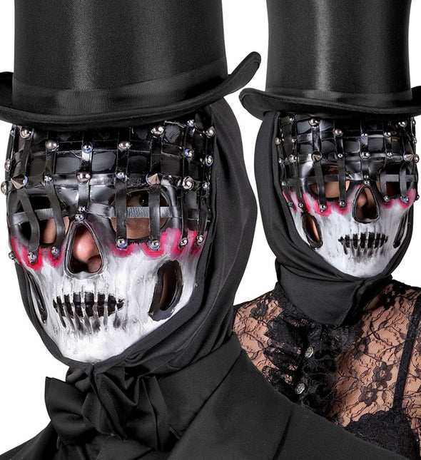 Halloween Maske Schwarz Weiß Skelett Mesh