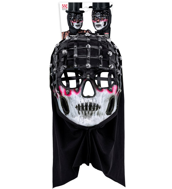 Halloween Maske Schwarz Weiß Skelett Mesh