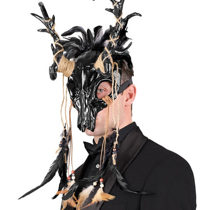 Halloween Maske Stier mit Federn
