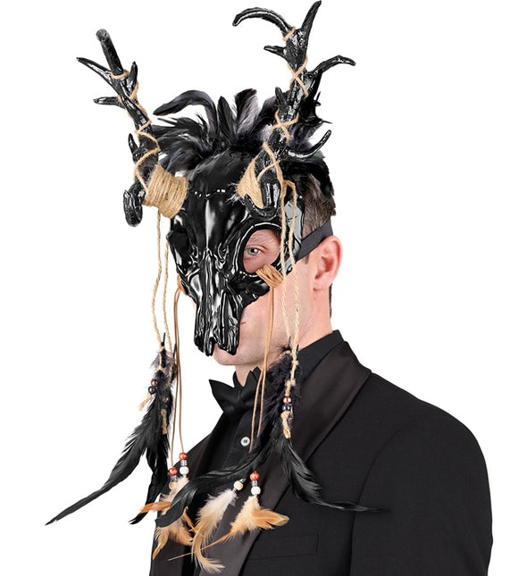 Halloween Maske Stier mit Federn