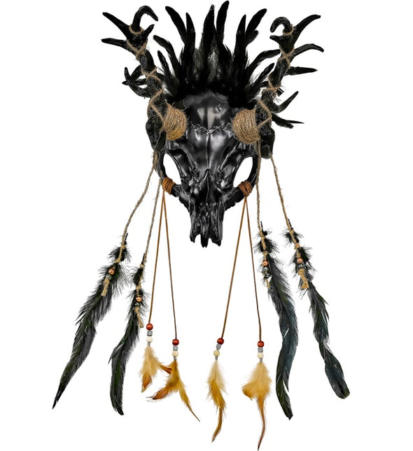 Halloween Maske Stier mit Federn