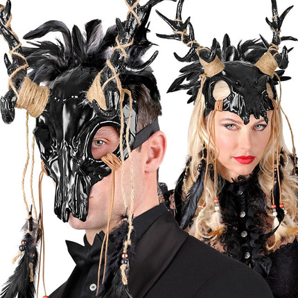 Halloween Maske Stier mit Federn