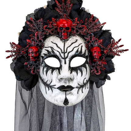 Dia De Los Muertos Maske Schwarz Weiß Schleier