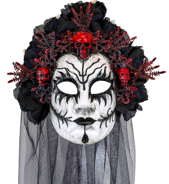 Dia De Los Muertos Maske Schwarz Weiß Schleier