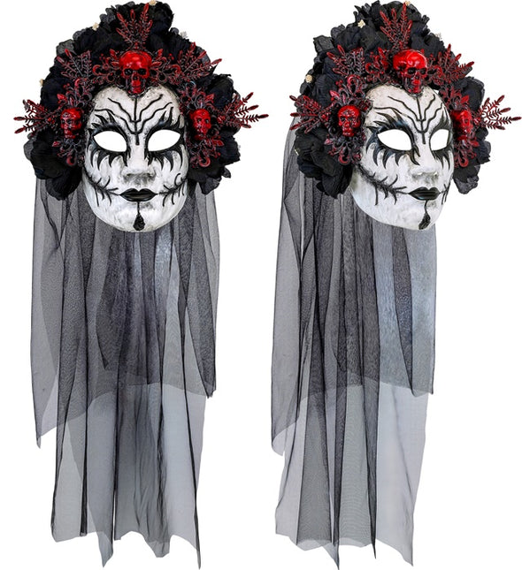 Dia De Los Muertos Maske Schwarz Weiß Schleier