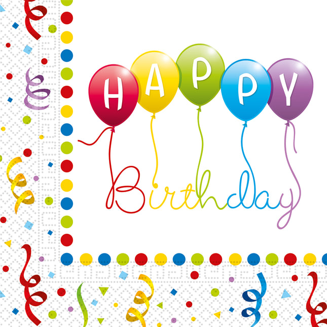 Alles Gute zum Geburtstag Streamer Zwei Lagen Papier Servietten 33X33Cm 20St