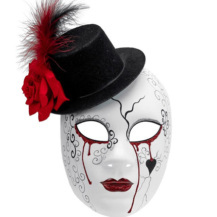 MASKE THEATER BLUTENDE FRAU MIT HUT