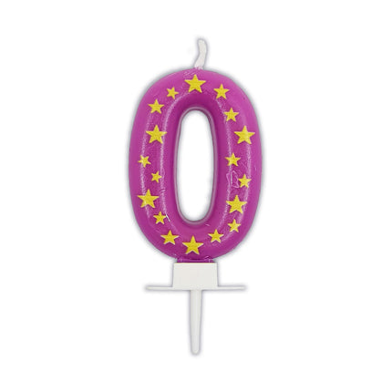 0 Jahr Kerze Rosa mit Sternen