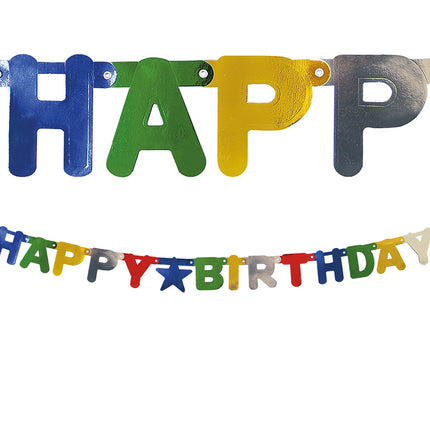 Party Essentials Paper Die Cut Banner "Happy Birthday" Metallic 1St