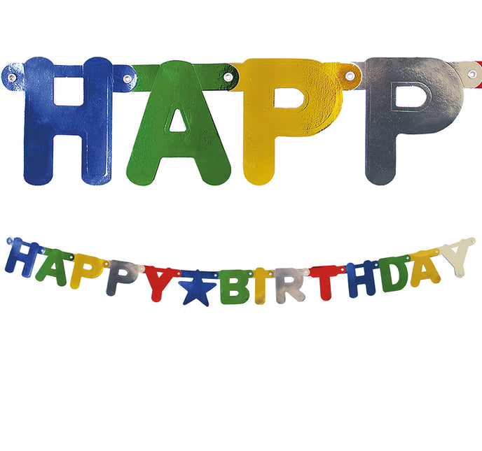 Party Essentials Paper Die Cut Banner "Happy Birthday" Metallic 1St