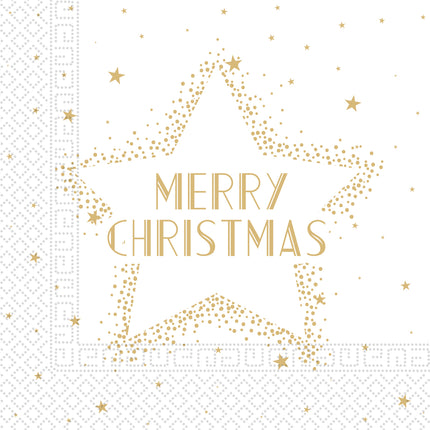 Weihnachtsservietten Weißgold Frohe Weihnachten 33cm 20Stück