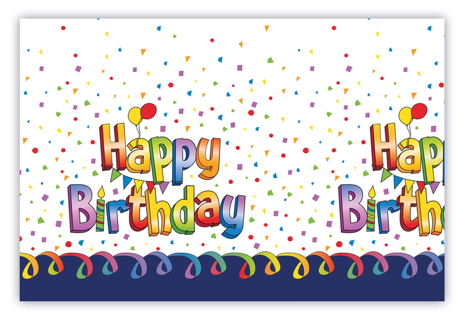 Mehrfarbige Happy Birthday Plastik Tischdecke 120X180Cm 1St
