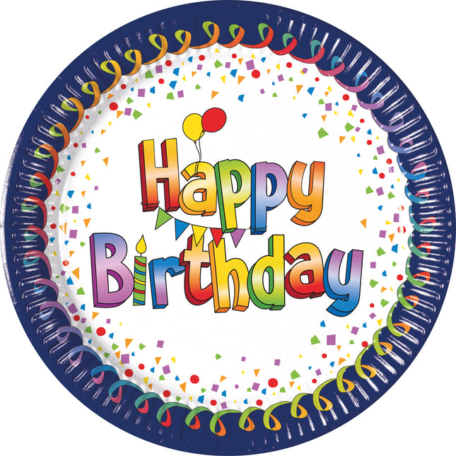 Mehrfarbige Happy Birthday Fsc Pappteller Next Generation Groß 23Cm 8St