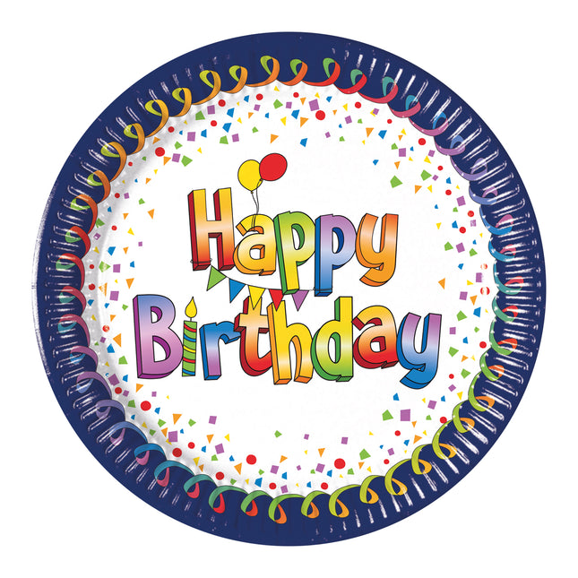 Alles Gute zum Geburtstag Teller Konfetti 20cm 8 Stk