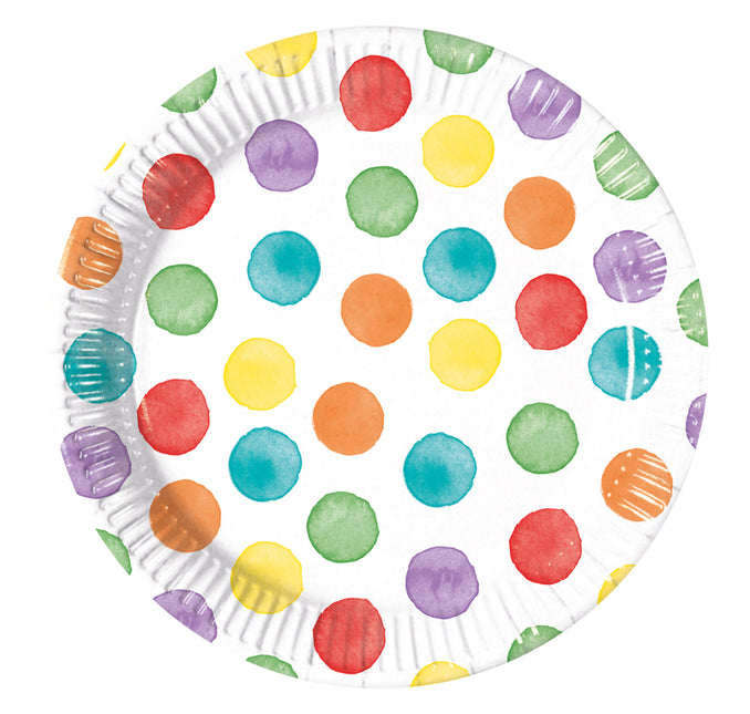 Multicolouredwater Dots Fsc Paper Plates Next Generation Medium 20Cm 8St