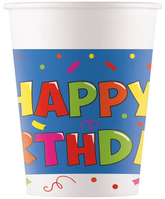 Kokliko Happy Birthday Fsc Pappbecher 200Ml (Wm) 8St