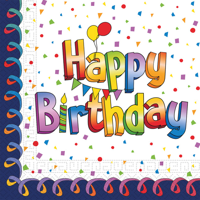 Mehrfarbige Happy Birthday Fsc zwei Lagen Papier Servietten 33X33Cm 20St