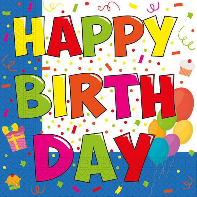 Kokliko Happy Birthday Zweilagige Papierservietten 33X33Cm 20St